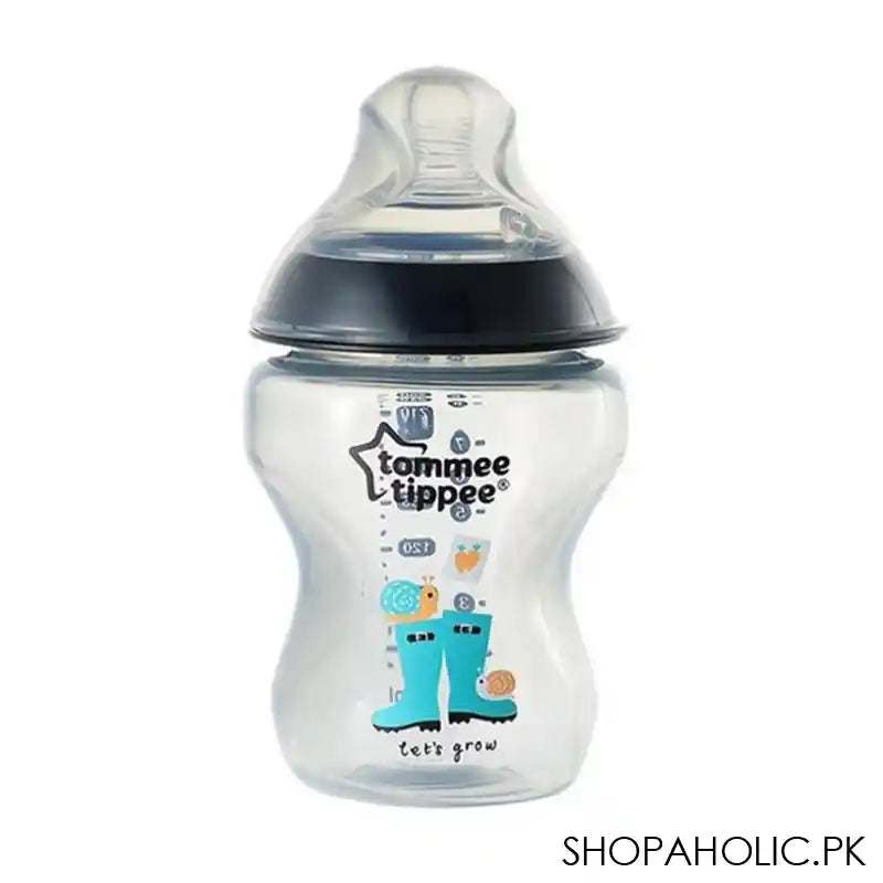 Tommee Tippee 0m+ Slow Flow Decorated Feeding Bottle 260ml (Black) - 422575/38 - Main Image