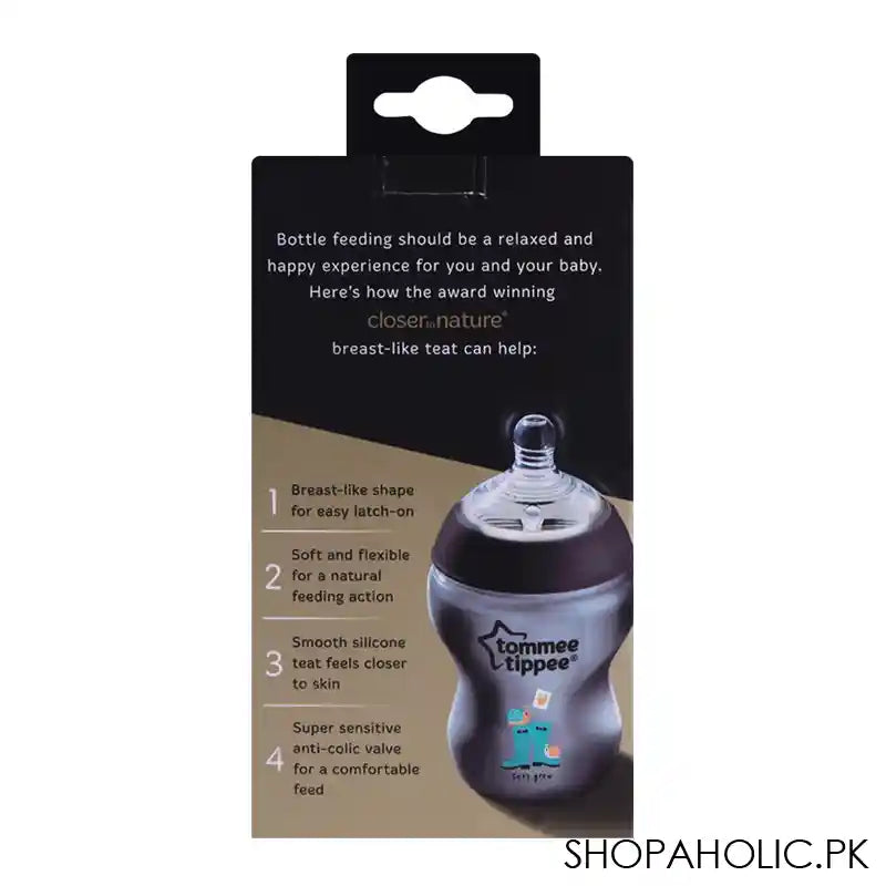 Tommee Tippee 0m+ Slow Flow Decorated Feeding Bottle 260ml (Black) - 422575/38 - Image 3