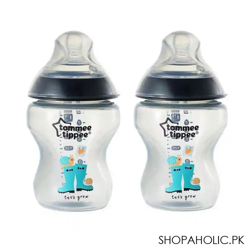 Tommee Tippee 2-Pack 0m+ Slow Flow Decorated Feeding Bottles 260ml (Black) - 422585/38 - Main Image