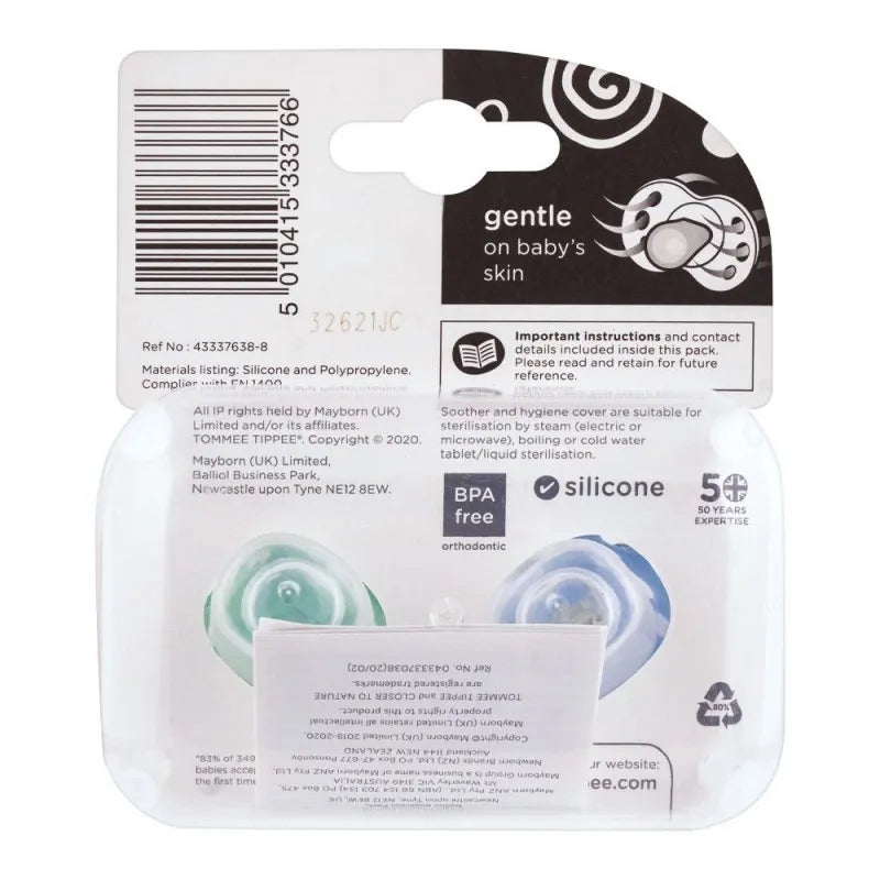 tommee tippee air style soother orthodontic 2 pack 0 6m (blue/green)   433376/38 image2