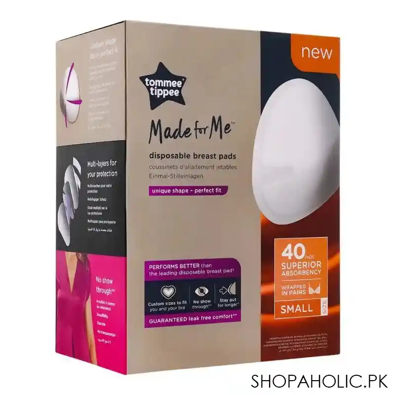 tommee tippee disposable breast pads small, guaranteed leak free comfort, 423629, 40 pack main image