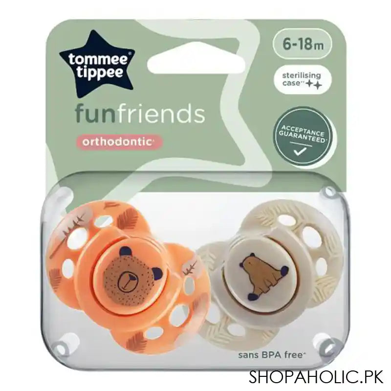 Tommee Tippee Fun Friends Orthodontic Soother, BPA Free, For 6-18 Months, 2-Pack, 433358 - Image 2