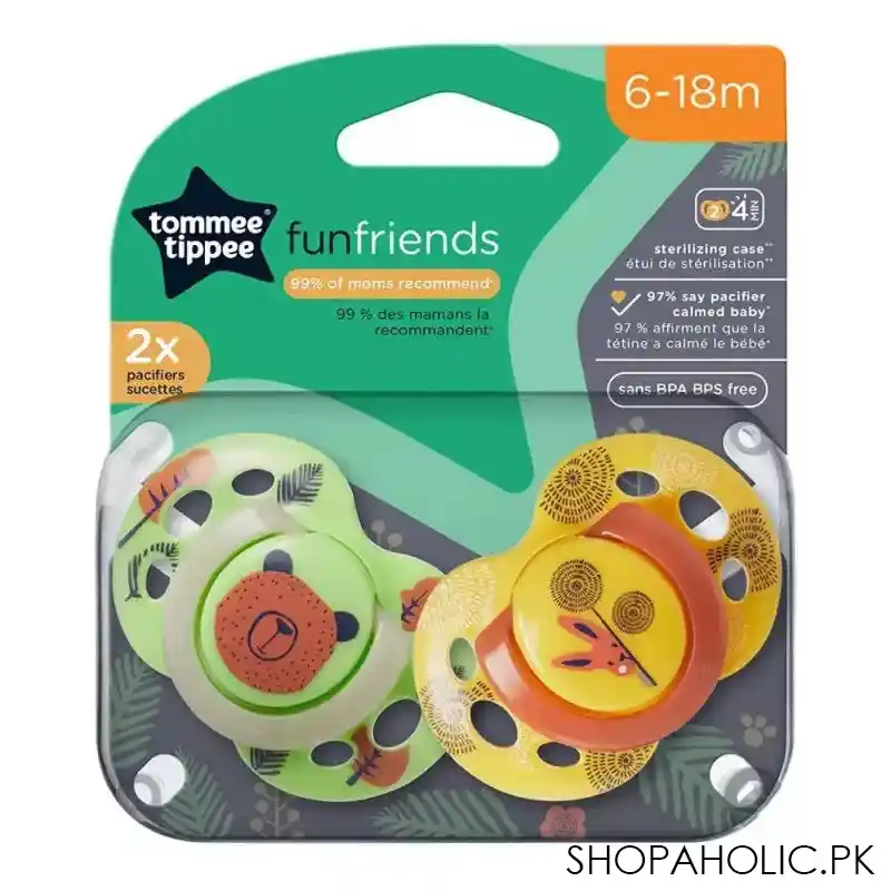 tommee tippee fun friends soother, for 6 12 months, 2 pack, 533457 image2