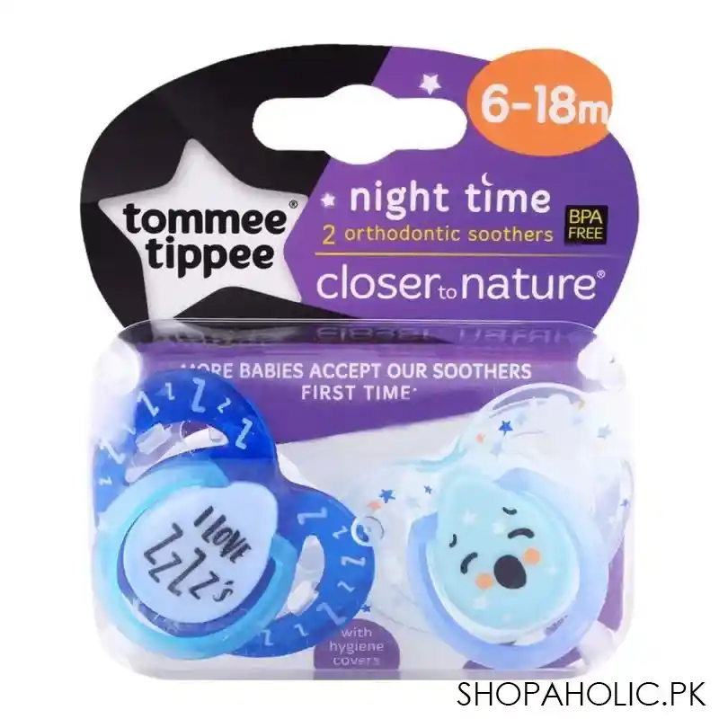 tommee tippee glow in the dark soother 2 pack 6 18m (blue)   433374/38 main image