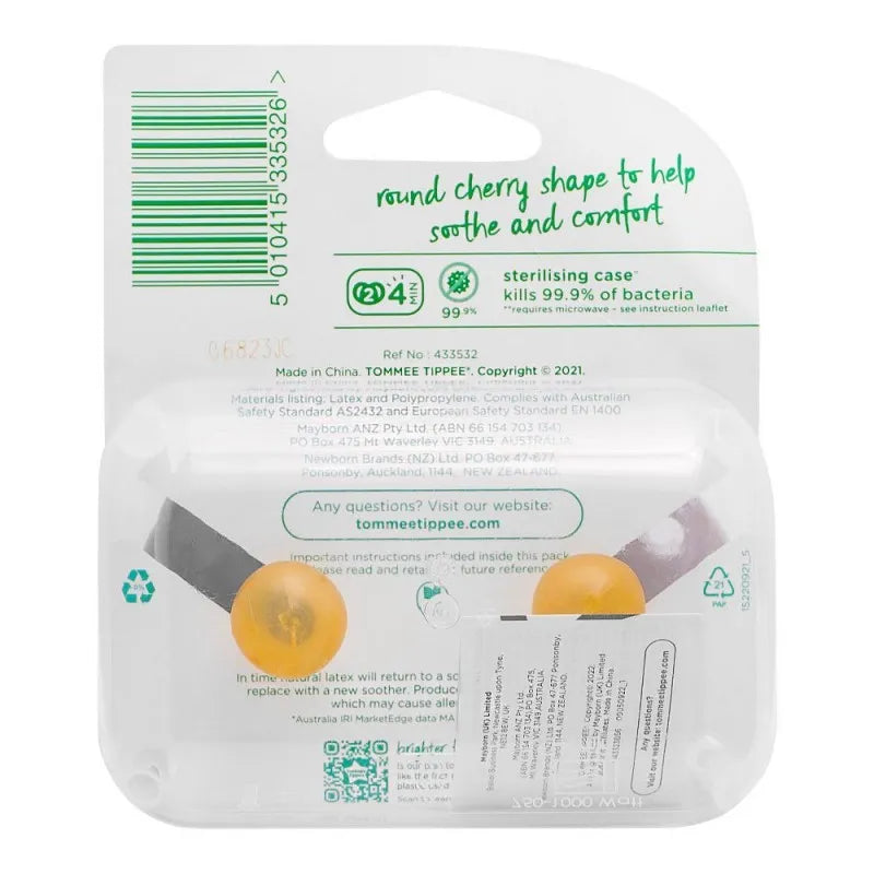 tommee tippee natural cherry latex soother, for 0 6 months, 2 pack, 433532 image3