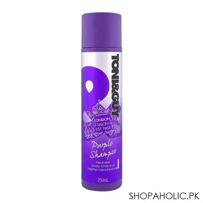 toni & guy neutralise brassy tones and bleached hair purple shampoo, 250ml main image