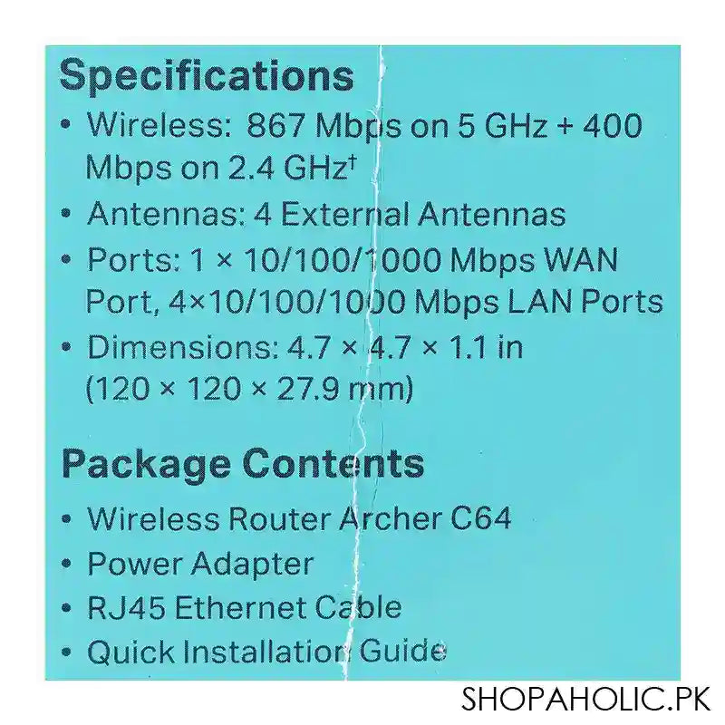 TP-LINK Dual Band Full Gigabit AC1200 Wireless Router, Archer C64 - Image 5