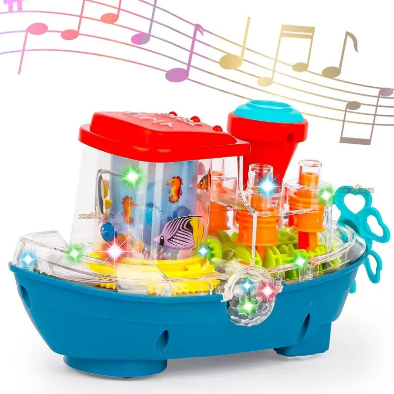 transparent musical toy boat with colorful light image2