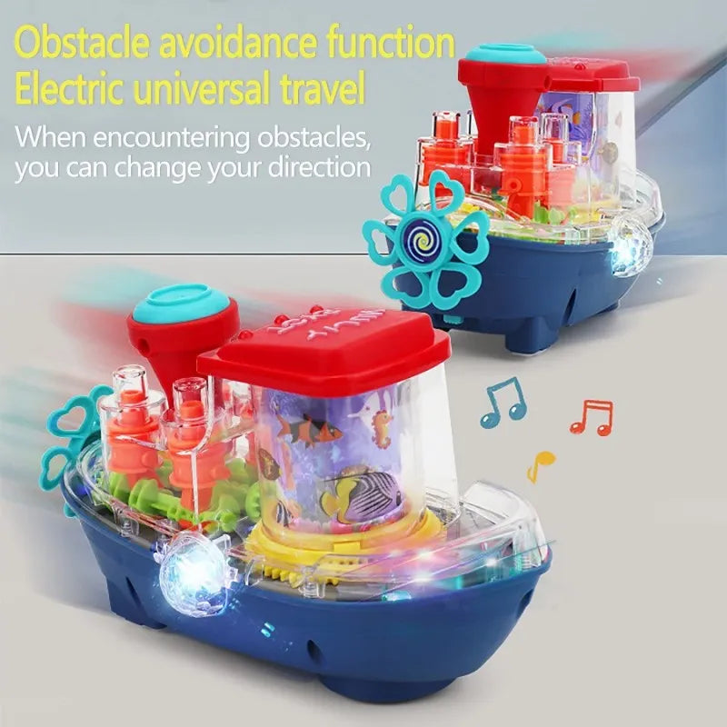 transparent musical toy boat with colorful light image3