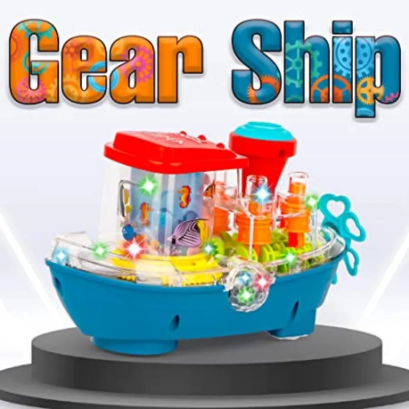 transparent musical toy boat with colorful light main image