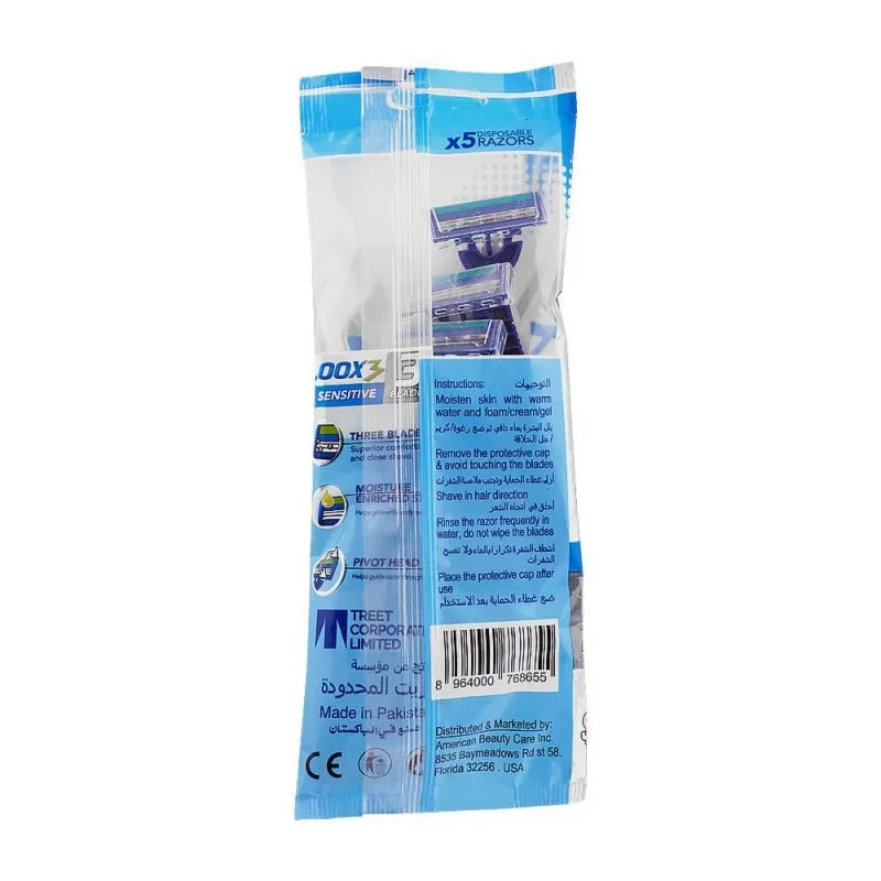 treet 3 sensitive 3 blades disposable razor pouch, 5 pack image2