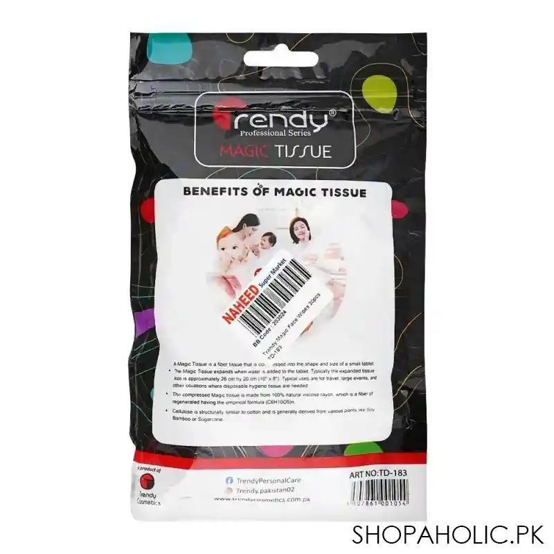 trendy magic face wipes, 20pcs, td 183 image2