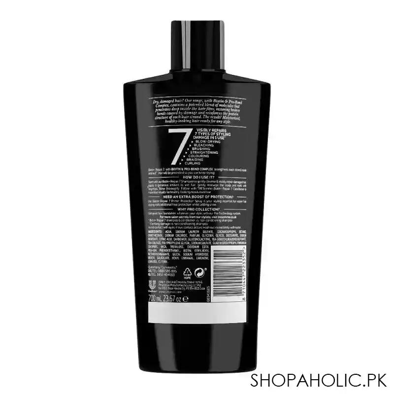 tresemme biotin + repair 7 shampoo, for dry/damaged hair, 700ml image2