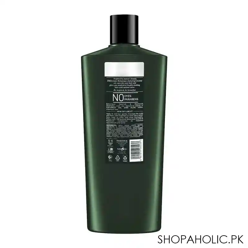 tresemme botanique nourish & replenish coconut oil & aloe vera shampoo, for smooth, shiny & visible healthy hair, 650ml image2