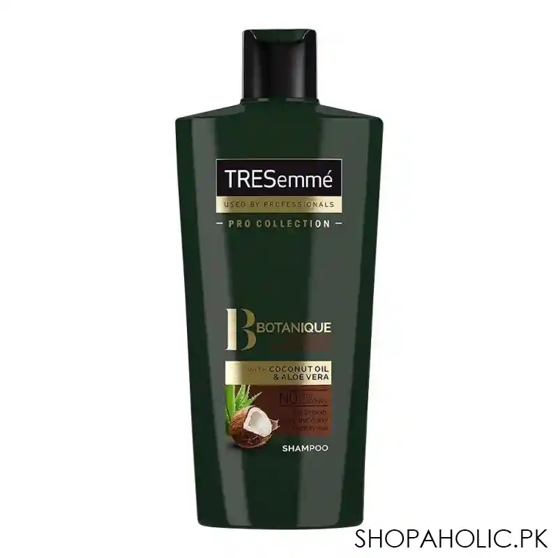 tresemme botanique nourish & replenish coconut oil & aloe vera shampoo, for smooth, shiny & visible healthy hair, 700ml main image