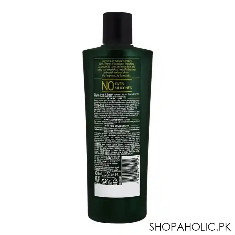 tresemme botanique nourish & replenish shampoo, for smooth shiny & visibly healthy hair, 400ml image2