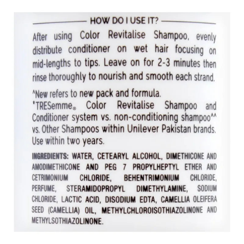 tresemme color revitalise with camelia oil pro collection conditioner, 160ml image3