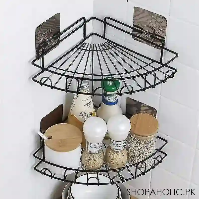 triangle corner metal shower rack main image