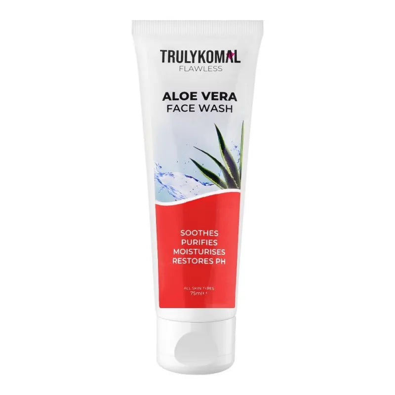 truly komal flawless aloe vera face wash, for all skin types, 75ml main image