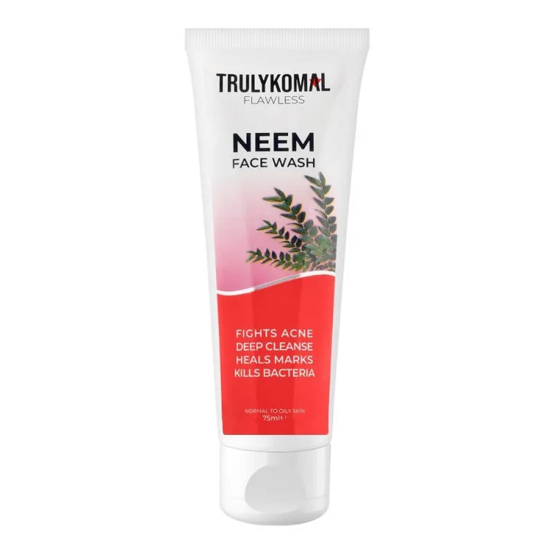 truly komal flawless neem face wash, normal to oily skin, 75ml main image