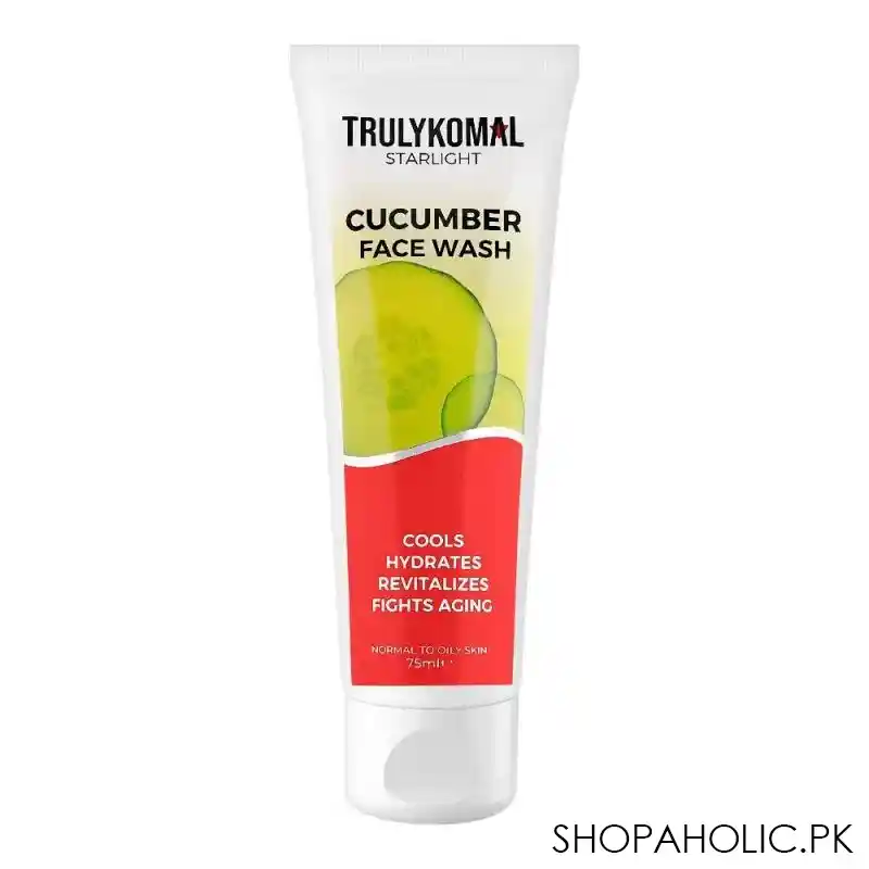 truly komal starlight cucumber face wash, normal to oily skin, 75ml main image