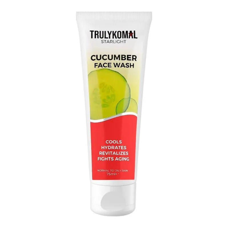 truly komal starlight cucumber face wash, normal to oily skin, 75ml main image