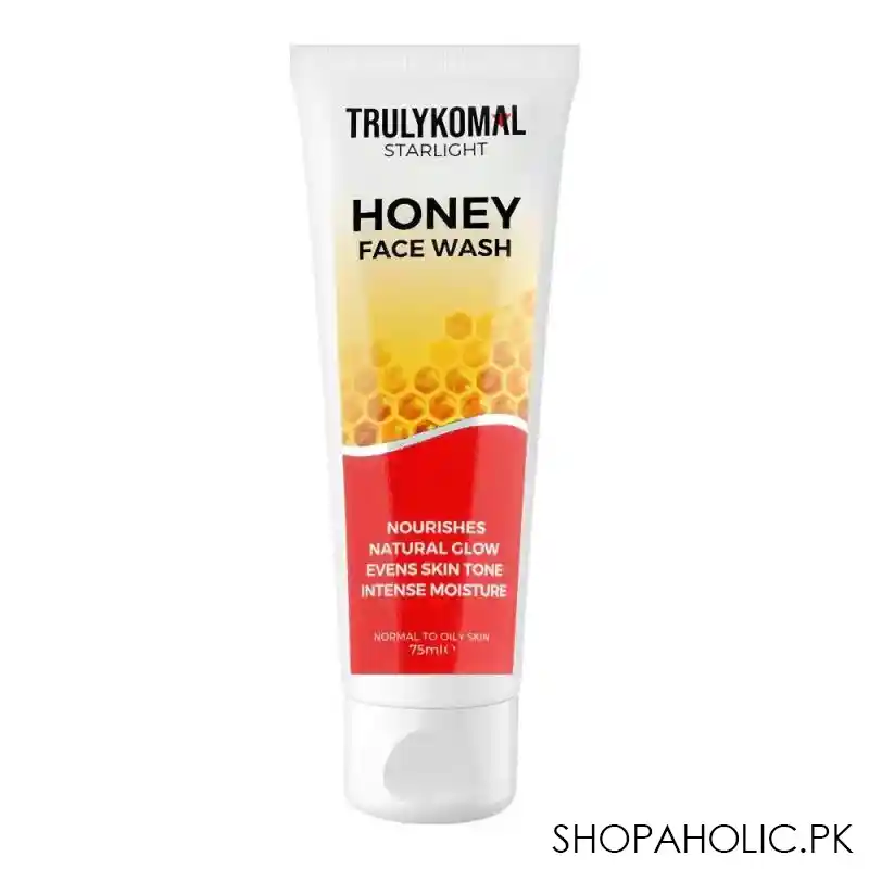 truly komal starlight honey face wash, for normal to oily skin, 75ml main image