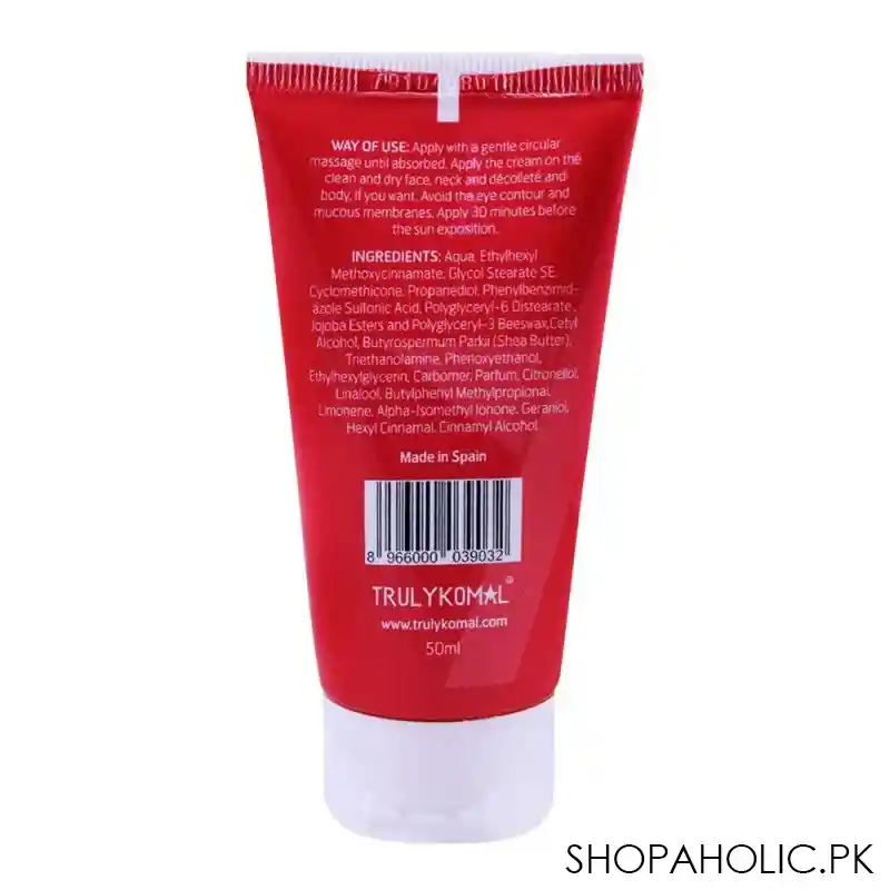 truly komal sun block spf 50, 50ml image2