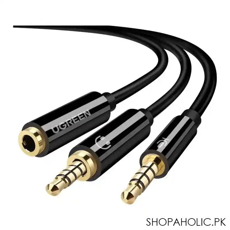 ugreen 3.5mm female to 2 male audio cable, aluminium case, black, 20899 image2