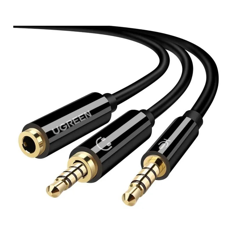 ugreen 3.5mm female to 2 male audio cable, aluminium case, black, 20899 image2