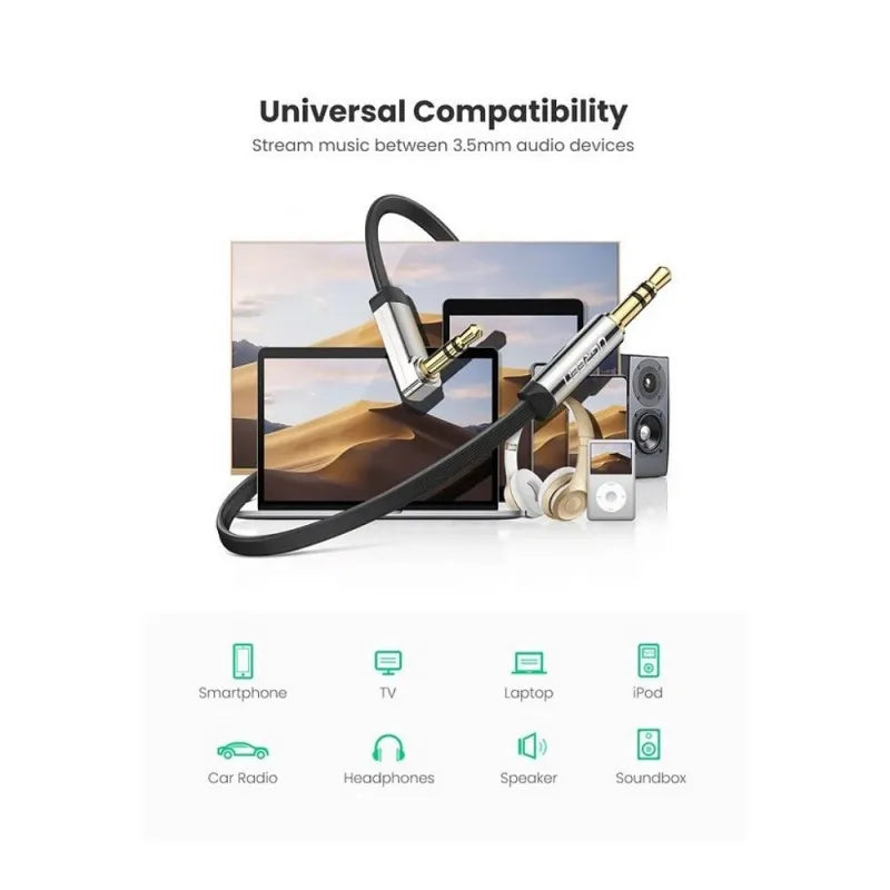 ugreen 3.5mm straight to 90 degree audio cable, 3m, flat/black, 10728 image4