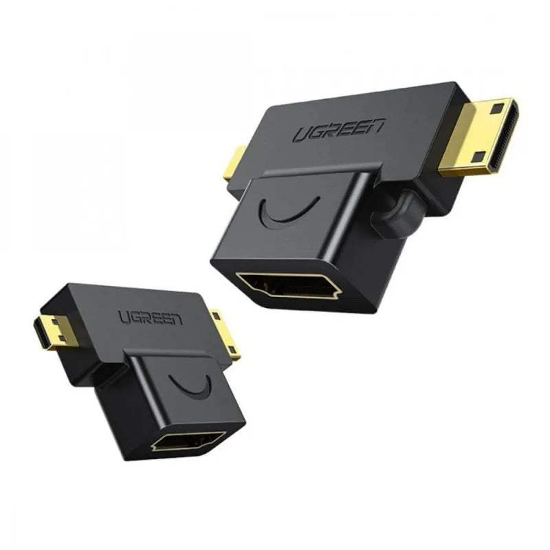 ugreen micro hdmi + mini hdmi male to hdmi female adapter, black, 20144 image2