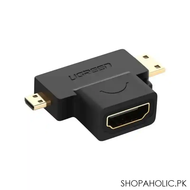 ugreen micro hdmi + mini hdmi male to hdmi female adapter, black, 20144 main image