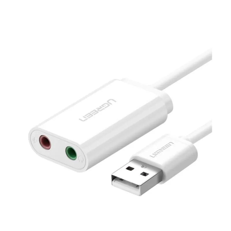 ugreen usb 2.0 external sound adapter, white, 30143 main image