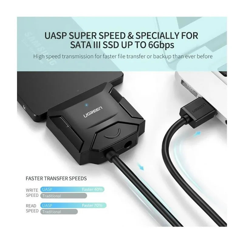 ugreen usb 3.0 to sata iii hard drive adapter, 20611 image2