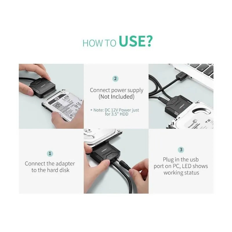 ugreen usb 3.0 to sata iii hard drive adapter, 20611 image4