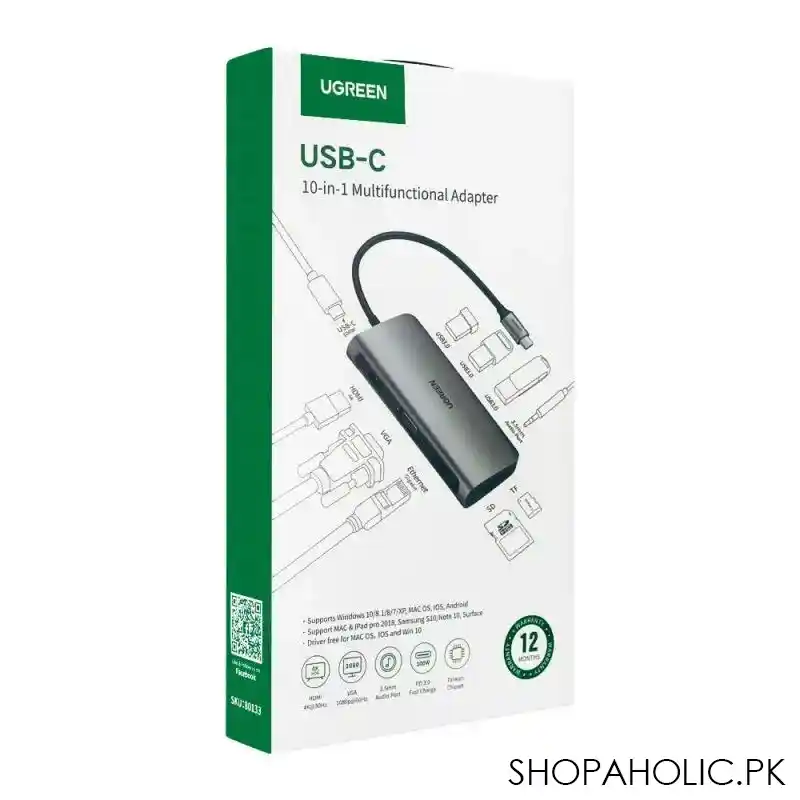 ugreen usb c 10 in 1 multifunctional adapter, space grey, 80133 image3