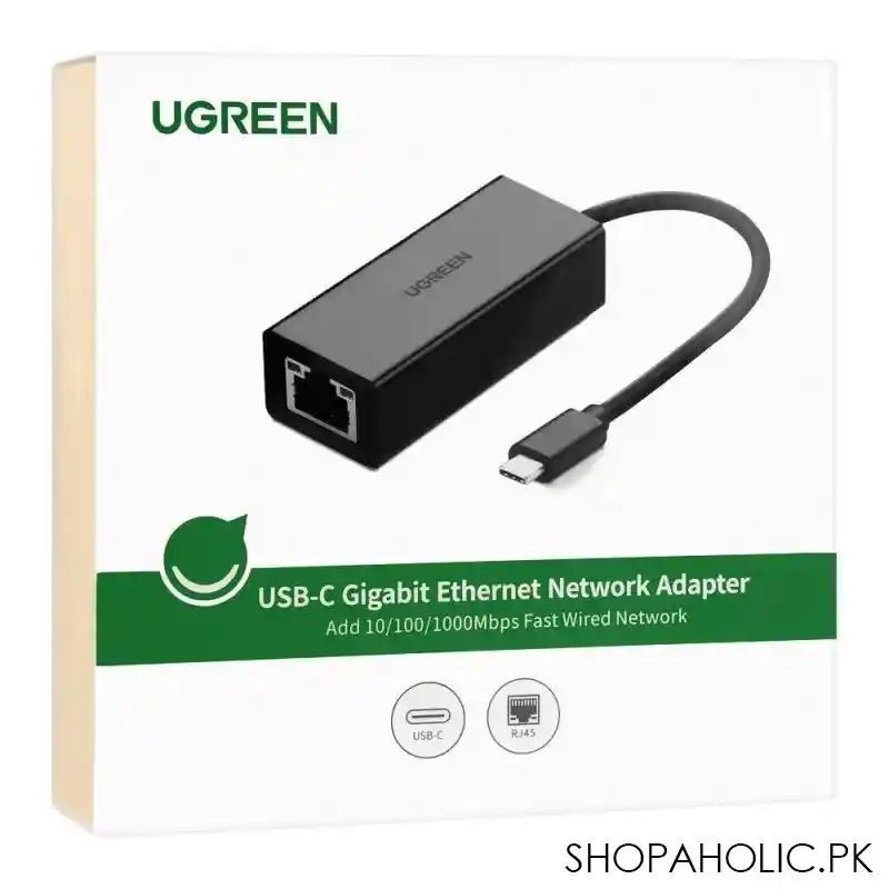 ugreen usb c gigabit ethernet network adapter, black, 50307 main image