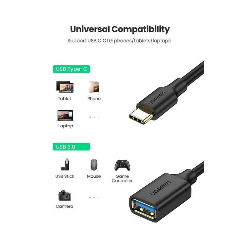 ugreen usb c to usb 3.0 adapter female cable, black, 30701 image5