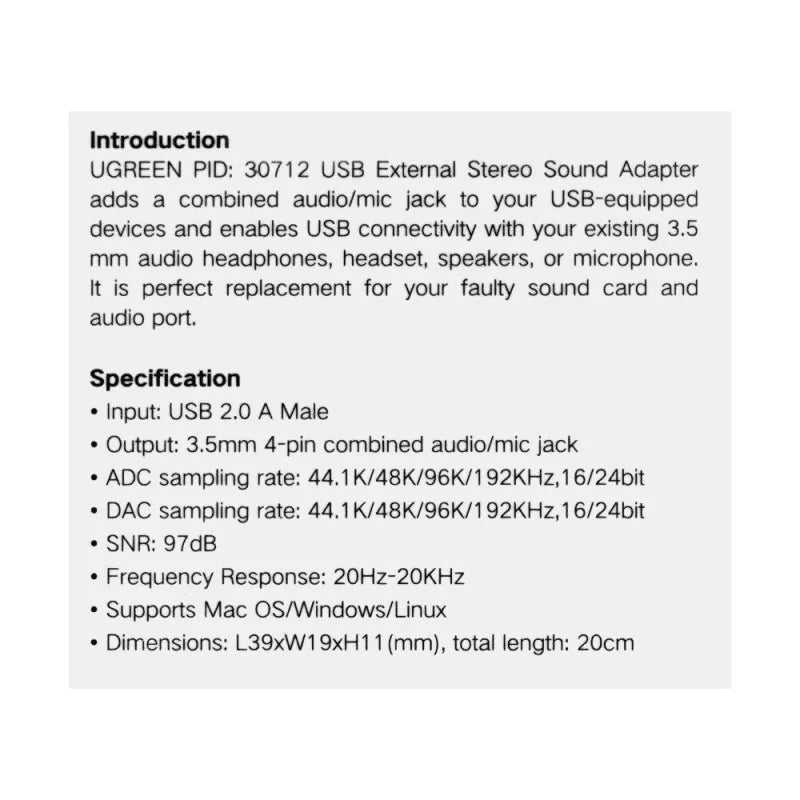 ugreen usb external stereo sound adapter, 30712 image5