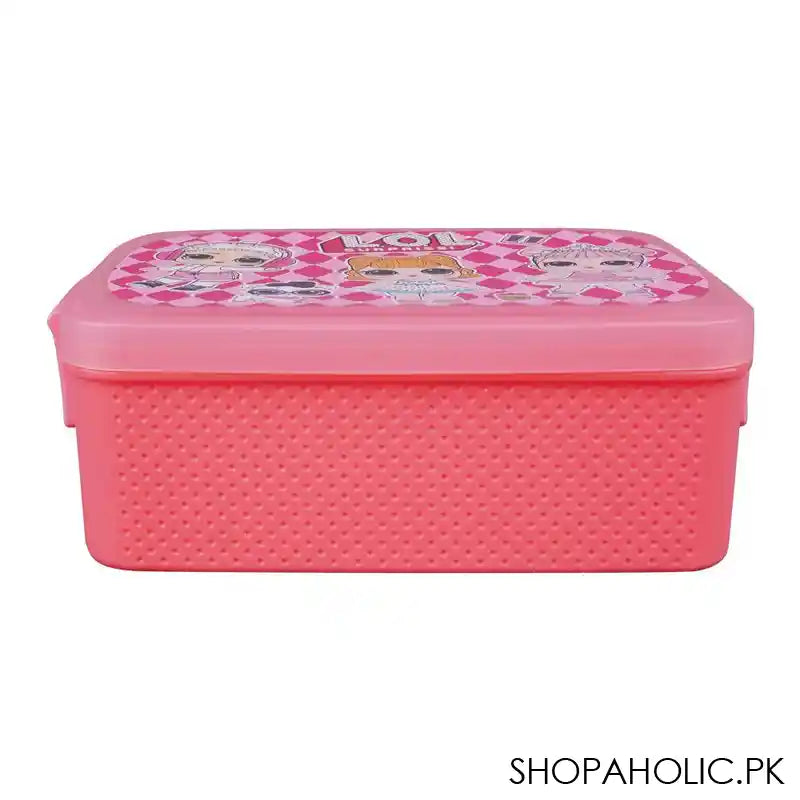 Unicorn Plastic Lunch Box, Dark Pink, 5.9in (H) x 4.1in (W) x 2in (D), Tq28-31 - Image 3