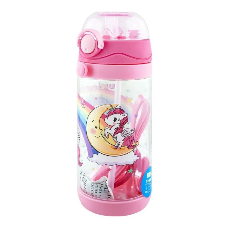 unicorns plastic water bottle, pink, 600ml, v4020 image2