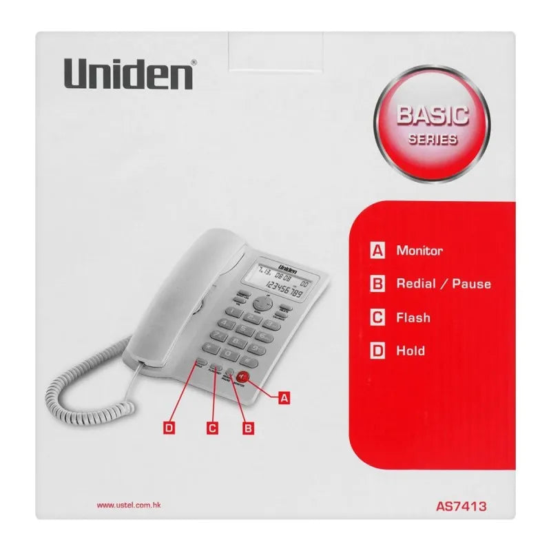 uniden basic series caller id one way speaker landline phone, white, as7413 image5