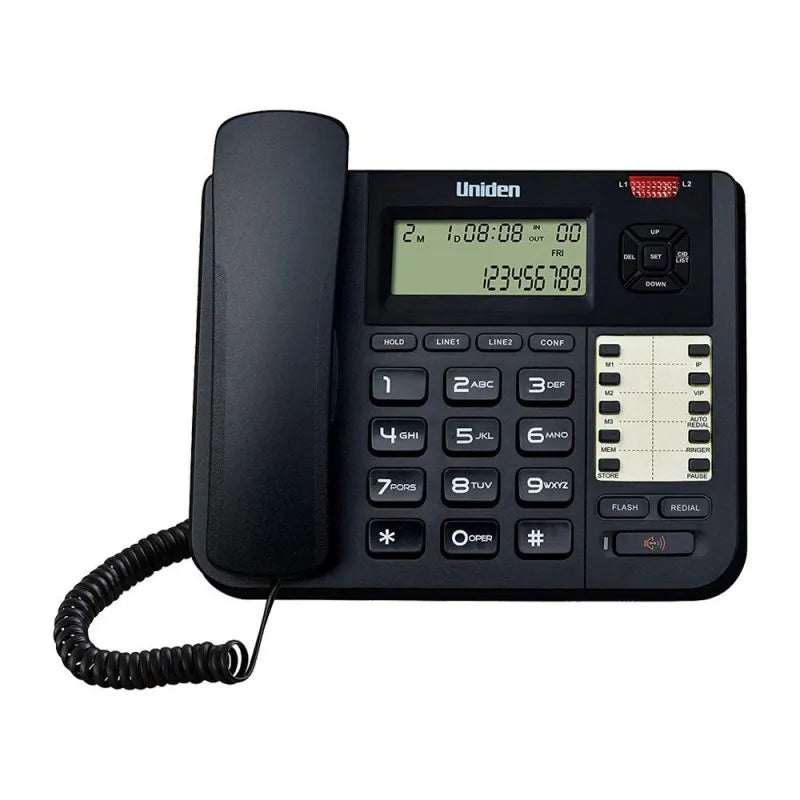 uniden caller id 2 line business speakerphone, black, at8502 main image