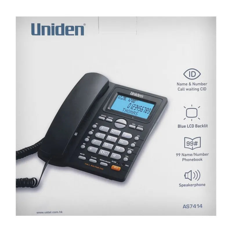 uniden id name & number speaker phone, black, as7414 image3