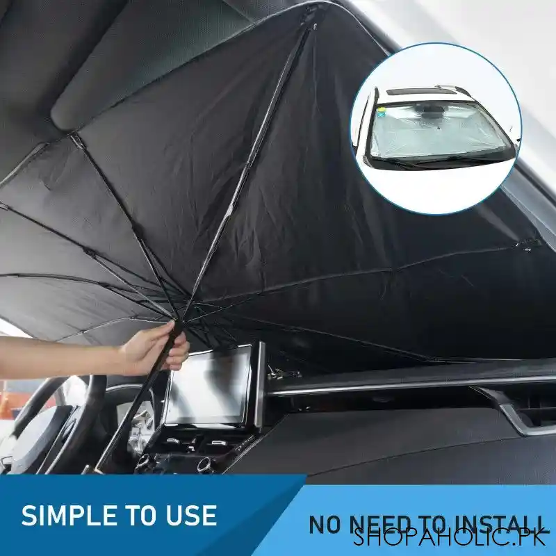 universal foldable umbrella style sun shade for car windshield image2