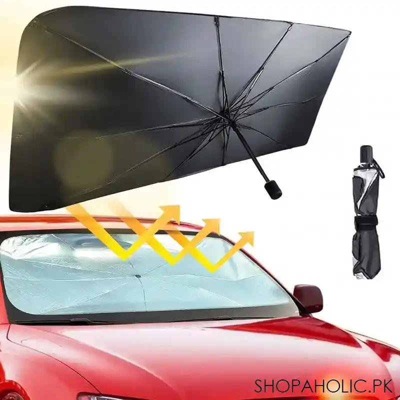 universal foldable umbrella style sun shade for car windshield main image