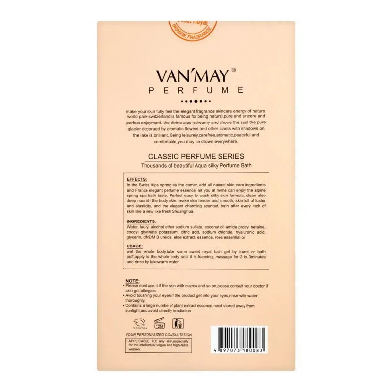 van'may sweet royal duet aqua silky luxury perfume body wash, 500ml image2