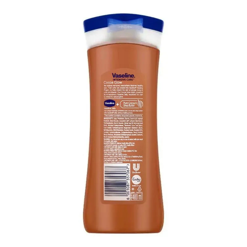 vaseline intensive care cocoa glow pure cocoa butter lotion 400ml (imported) image2