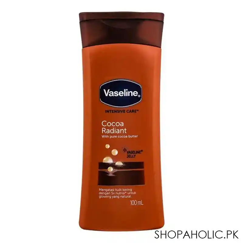 vaseline intensive care cocoa radiant pure cocoa butter body lotion, 100ml main image